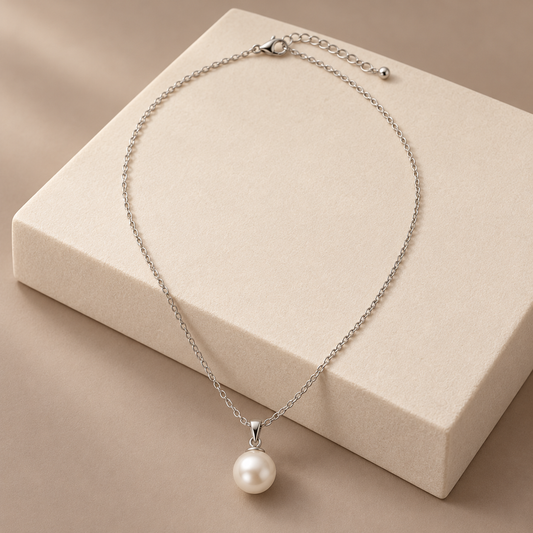 Rovenzaa Silver-Tone Pearl-Look Pendant Necklace