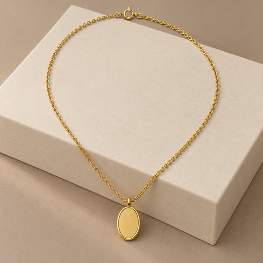 Rovenzaa Gold-Tone Oval Disc Pendant Necklace