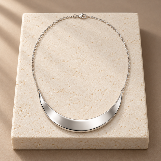 Rovenzaa Silver-Tone Crescent Necklace