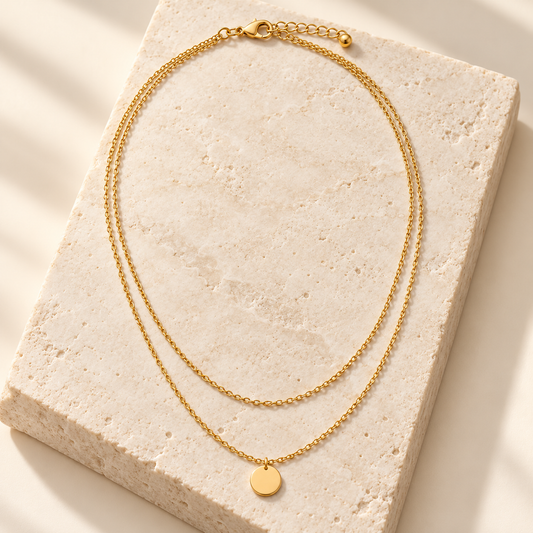Rovenzaa Gold-Tone Double-Layer Disc Necklace