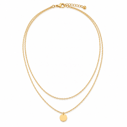 Rovenzaa Gold-Tone Double-Layer Disc Necklace