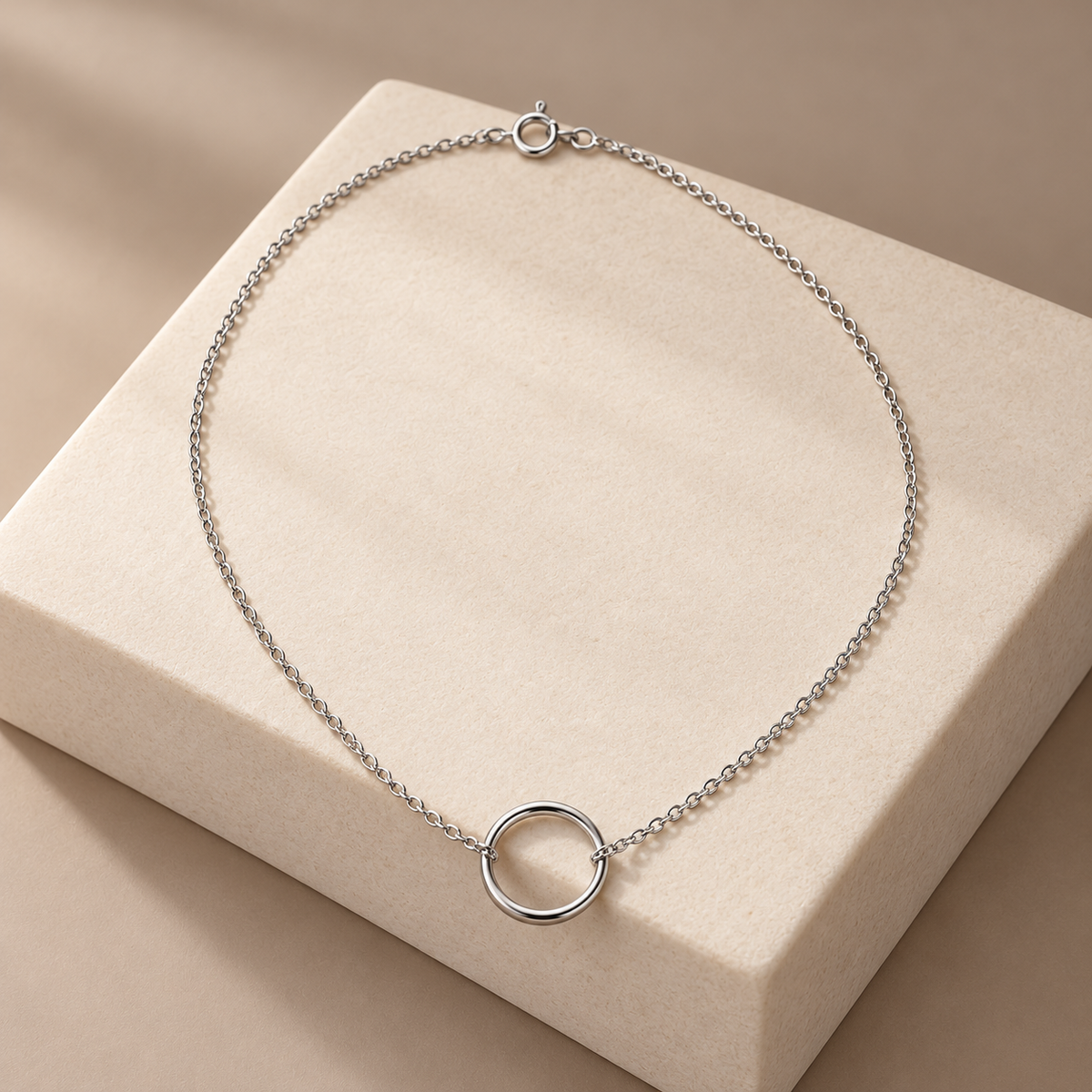 Rovenzaa Silver-Tone Open Circle Pendant Necklace