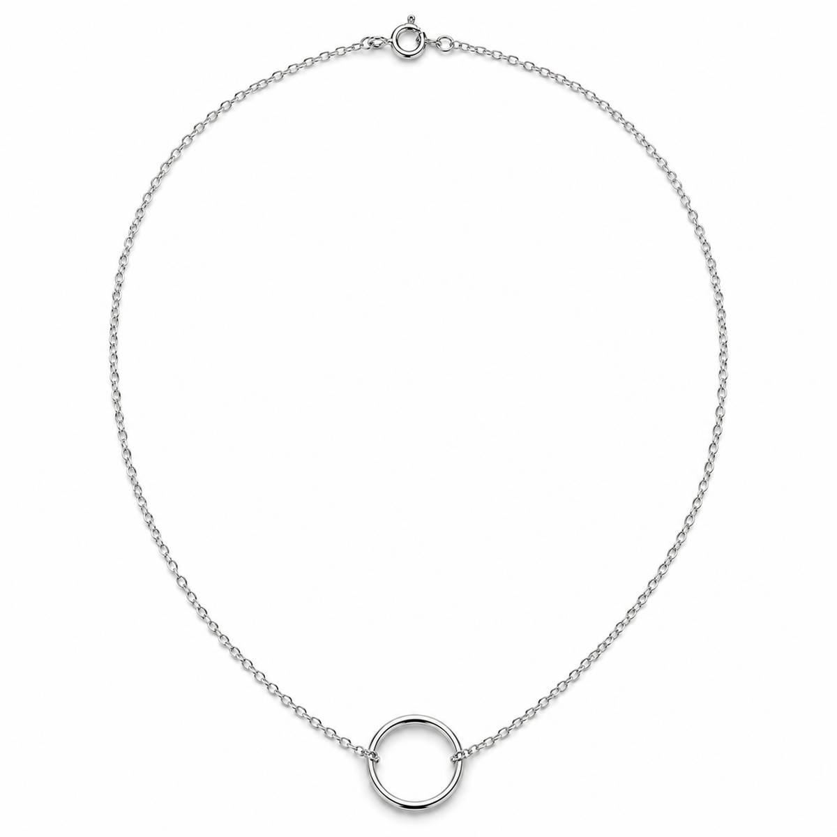 Rovenzaa Silver-Tone Open Circle Pendant Necklace