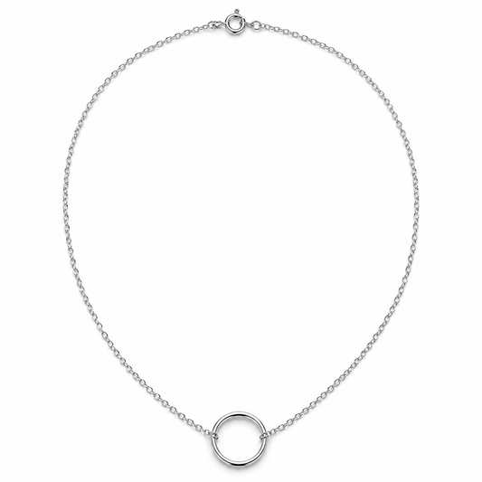 Rovenzaa Silver-Tone Open Circle Pendant Necklace