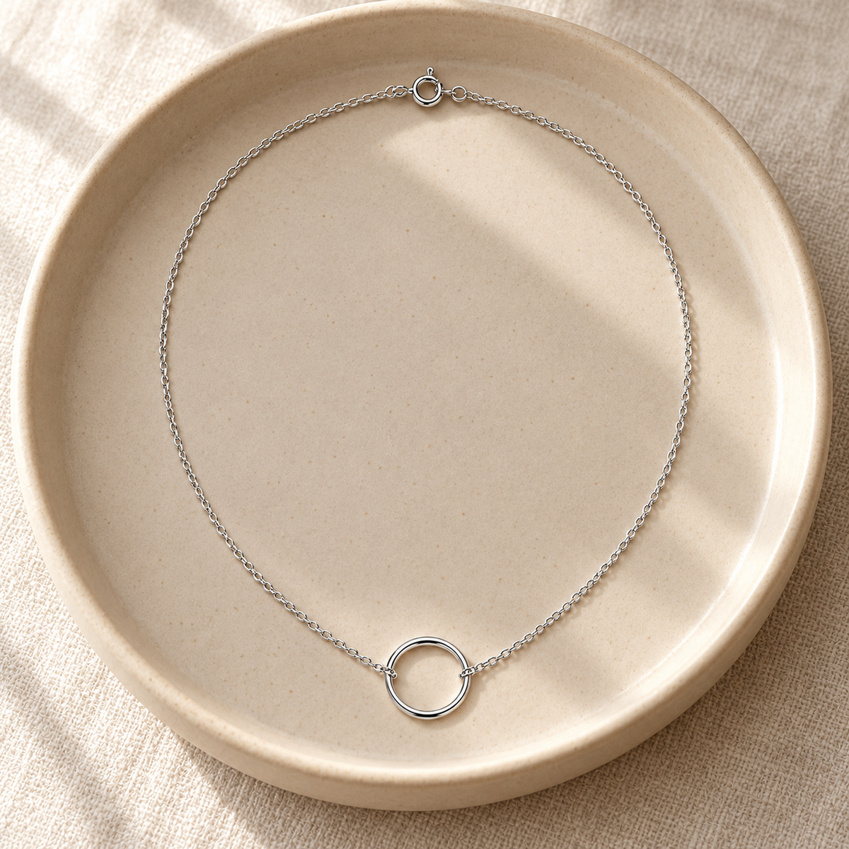 Rovenzaa Silver-Tone Open Circle Pendant Necklace