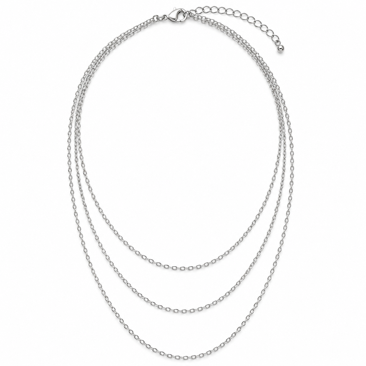 Rovenzaa Silver-Tone Triple-Layer Chain Necklace