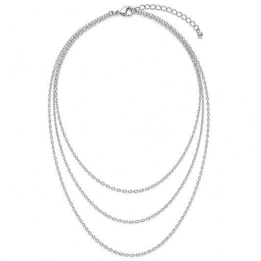 Rovenzaa Silver-Tone Triple-Layer Chain Necklace