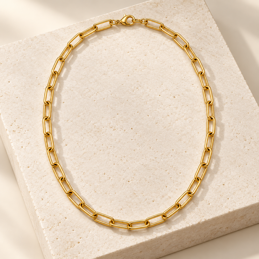 Rovenzaa Gold-Tone Paperclip Chain Necklace