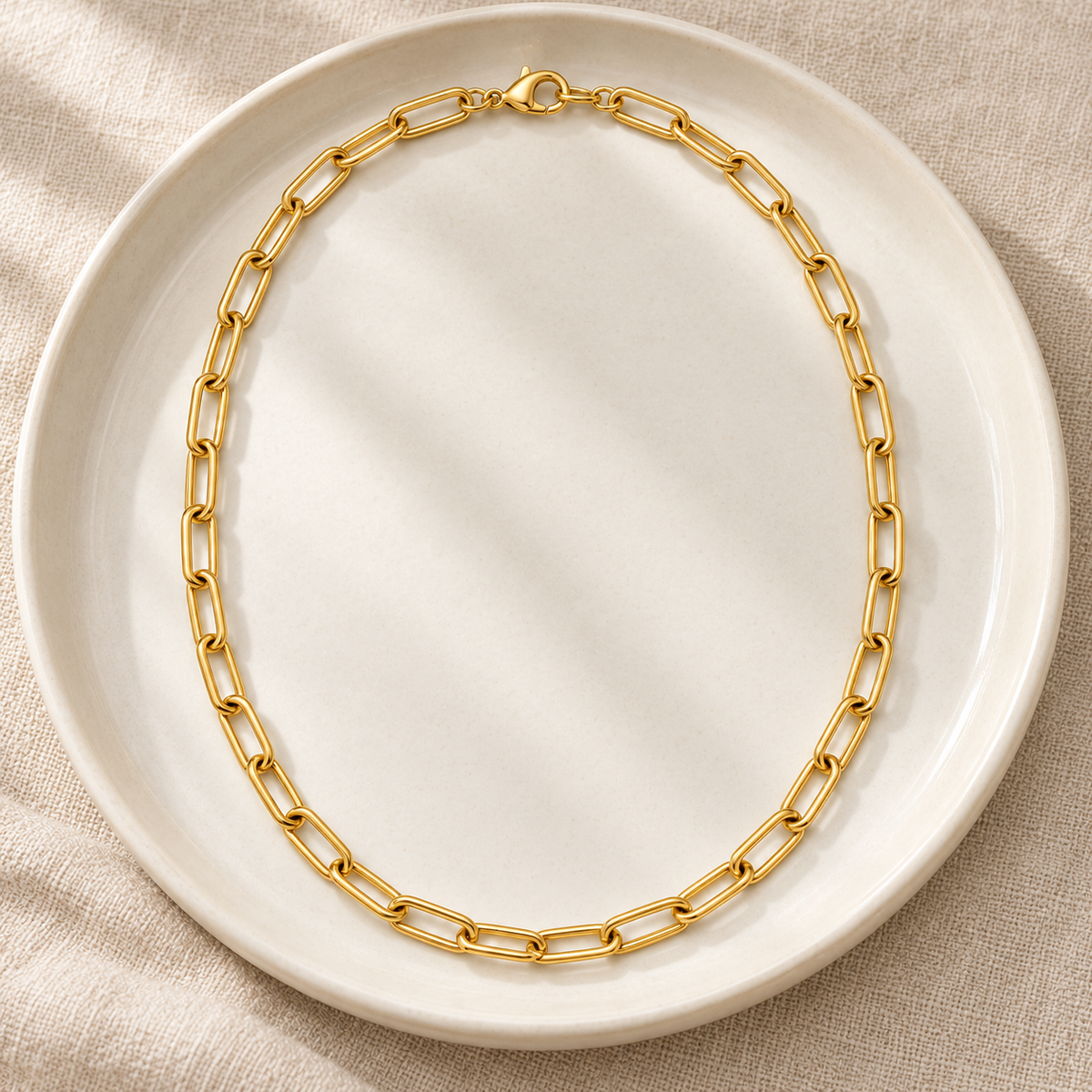 Rovenzaa Gold-Tone Paperclip Chain Necklace