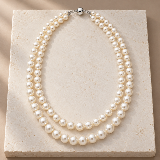Rovenzaa Double-Strand Pearl-Look Beaded Necklace