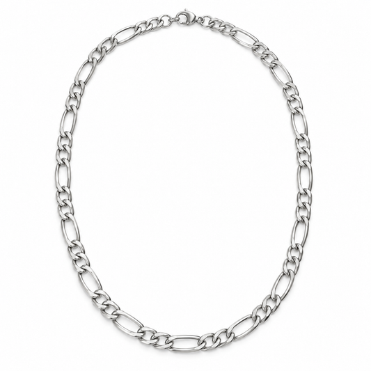 Rovenzaa Silver-Tone Figaro Chain Necklace