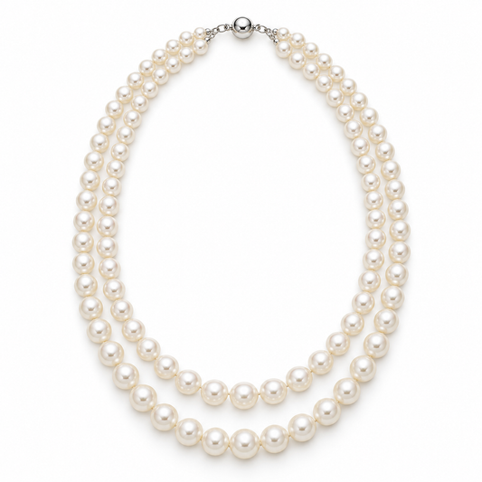 Rovenzaa Double-Strand Pearl-Look Beaded Necklace