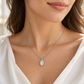 Rovenzaa Silver-Tone Oval Crystal-Look Pendant Necklace
