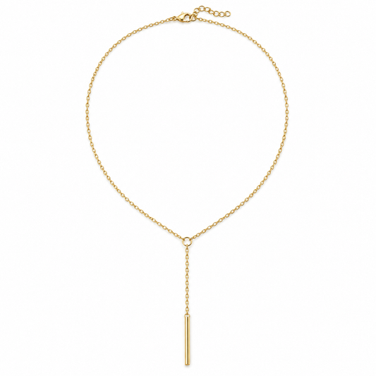 Rovenzaa Gold-Tone Y-Shaped Bar Drop Necklace