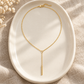 Rovenzaa Gold-Tone Y-Shaped Bar Drop Necklace
