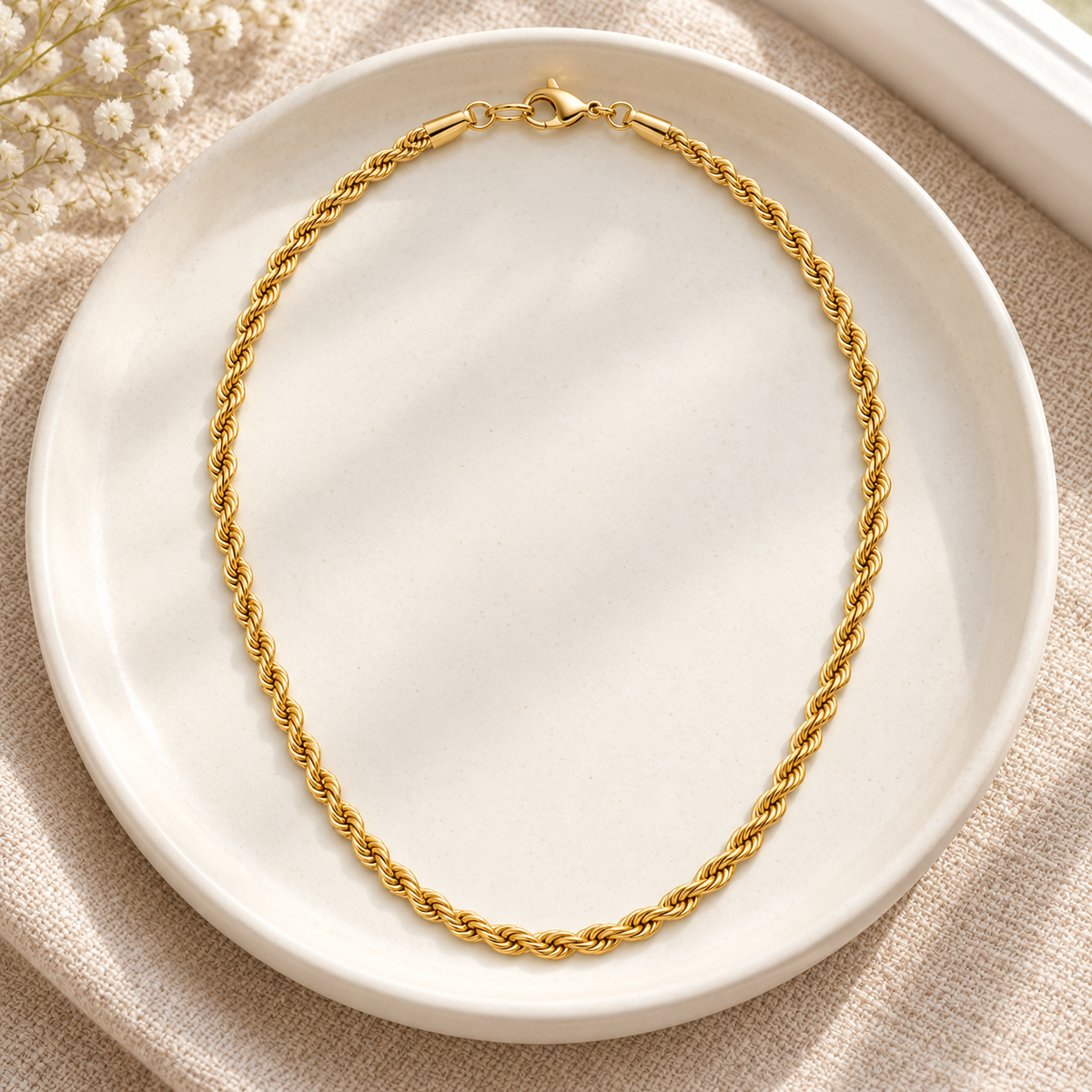 Rovenzaa Gold-Tone Rope Chain Necklace