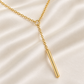 Rovenzaa Gold-Tone Y-Shaped Bar Drop Necklace