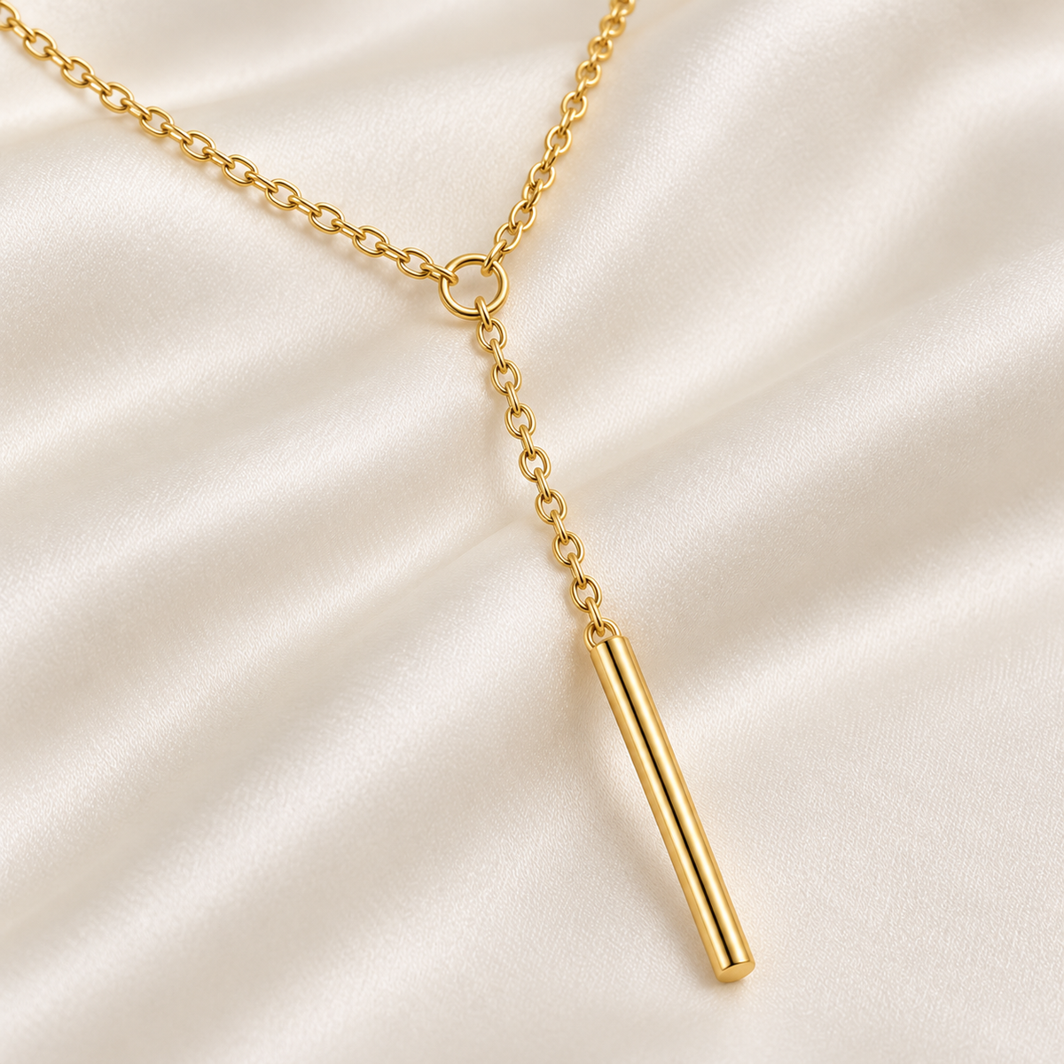 Rovenzaa Gold-Tone Y-Shaped Bar Drop Necklace