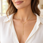 Rovenzaa Gold-Tone Y-Shaped Bar Drop Necklace