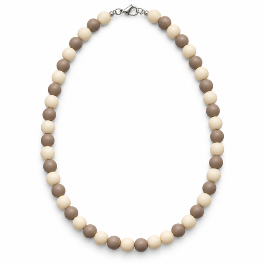 Rovenzaa Cream & Brown Round Bead Necklace