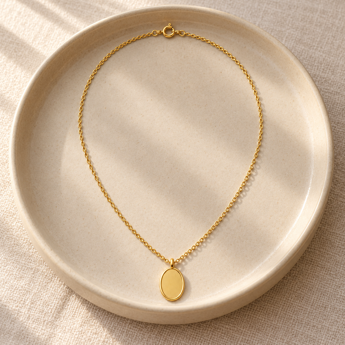 Rovenzaa Gold-Tone Oval Disc Pendant Necklace