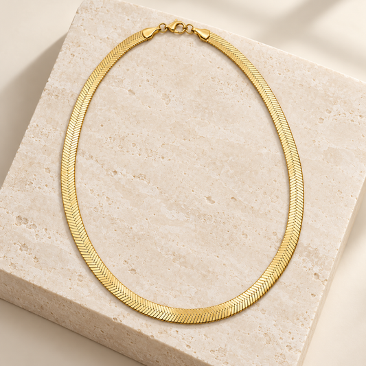 Rovenzaa Gold-Tone Herringbone Chain Necklace