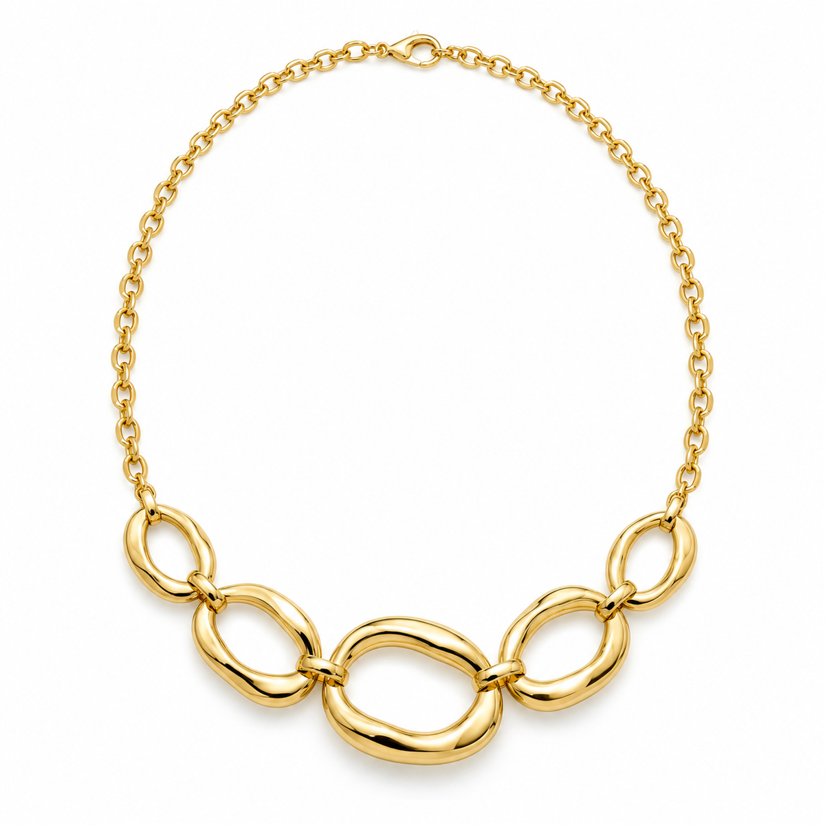 Rovenzaa Gold-Tone Sculptural Oval Link Necklace