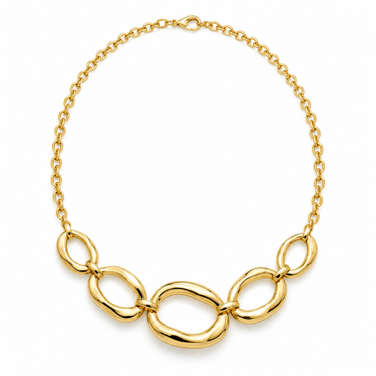 Rovenzaa Gold-Tone Sculptural Oval Link Necklace