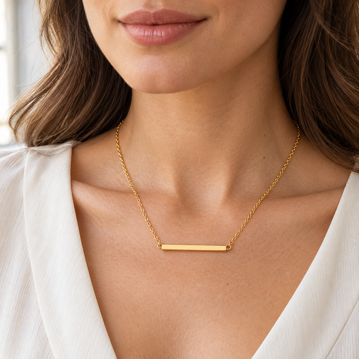 Rovenzaa Gold-Tone Horizontal Bar Necklace
