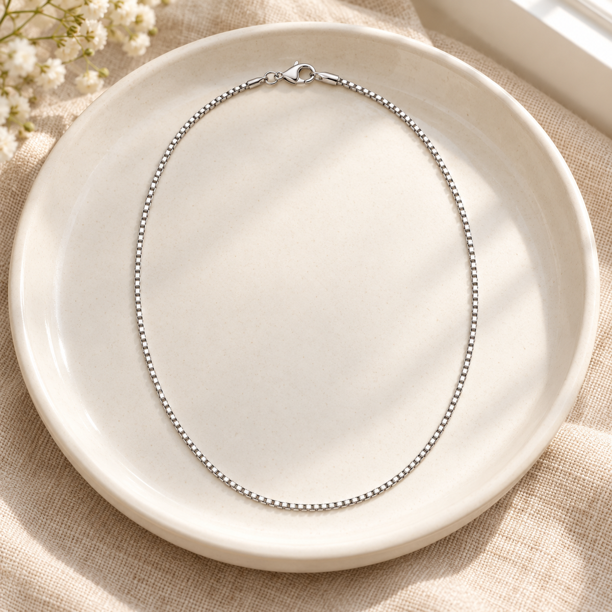 Rovenzaa Silver-Tone Box Chain Necklace