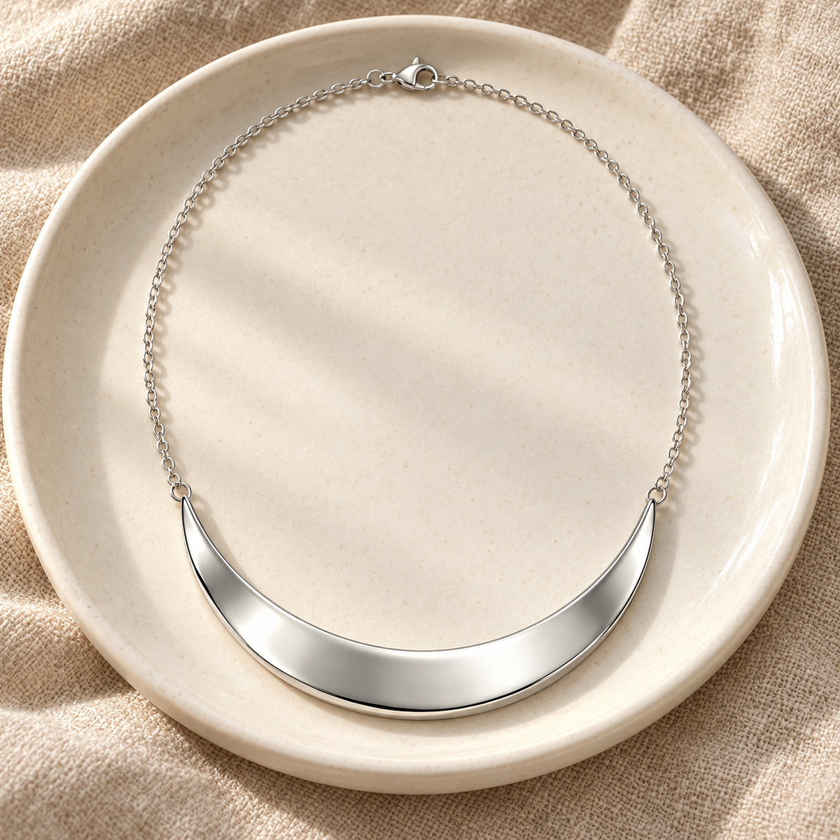 Rovenzaa Silver-Tone Crescent Necklace