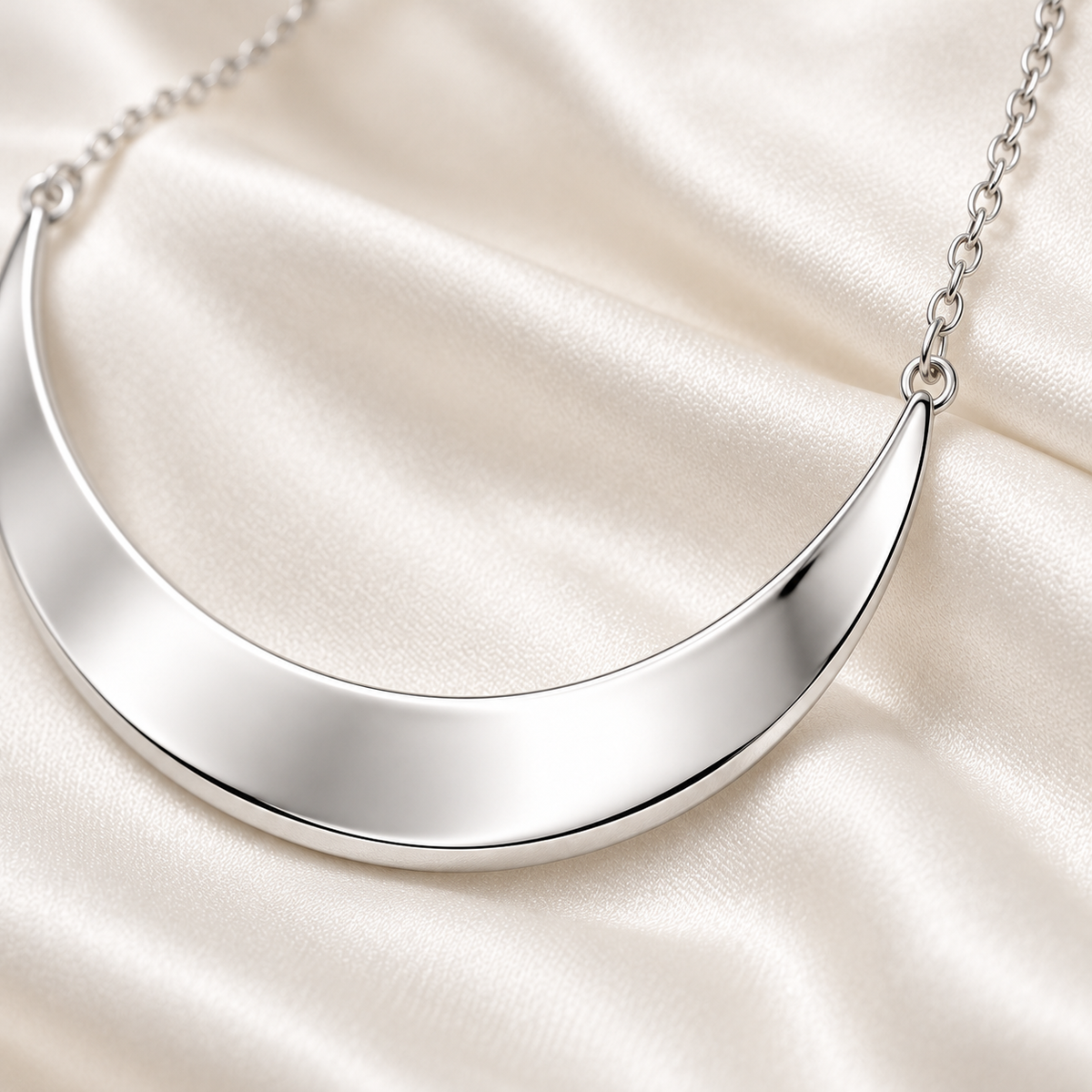 Rovenzaa Silver-Tone Crescent Necklace