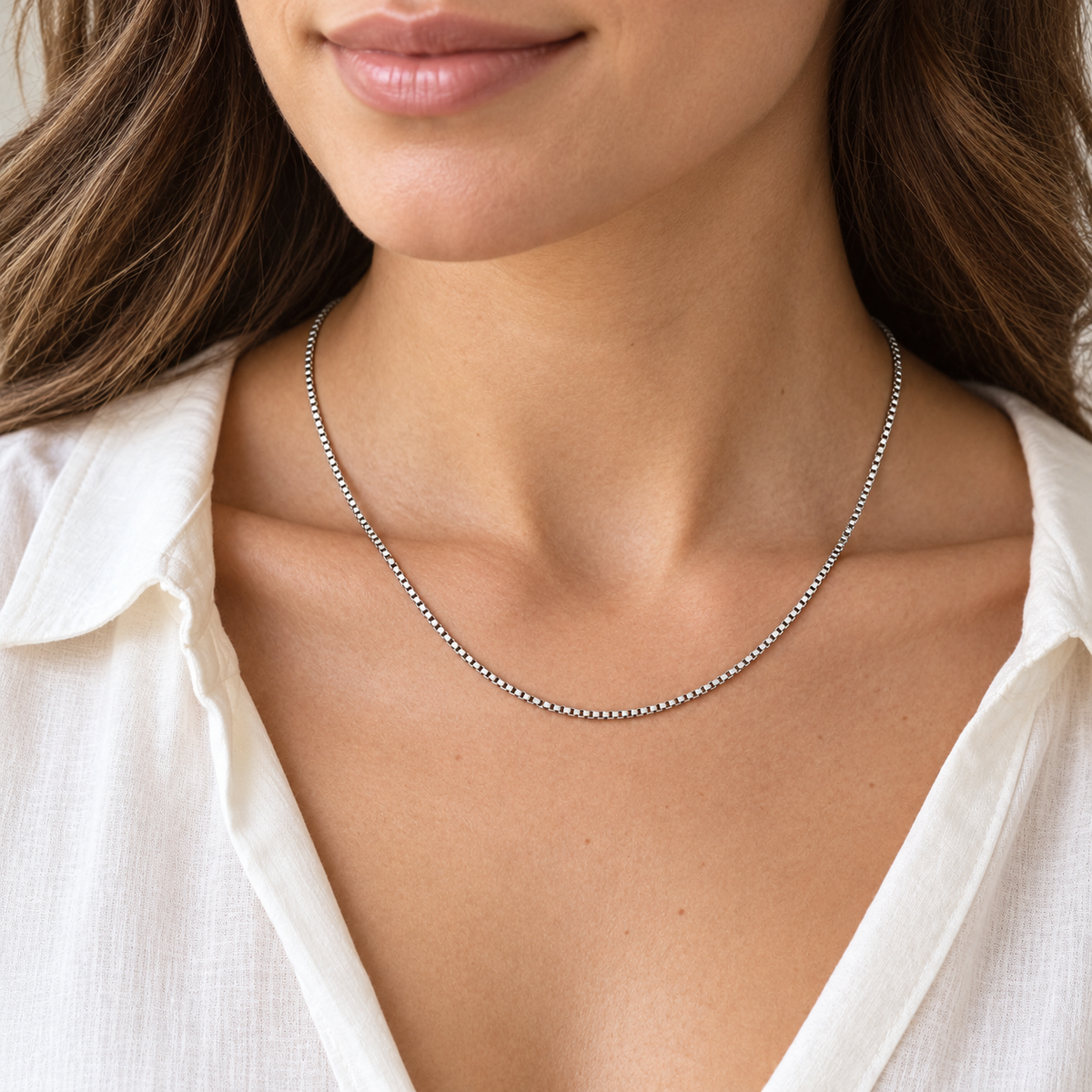 Rovenzaa Silver-Tone Box Chain Necklace